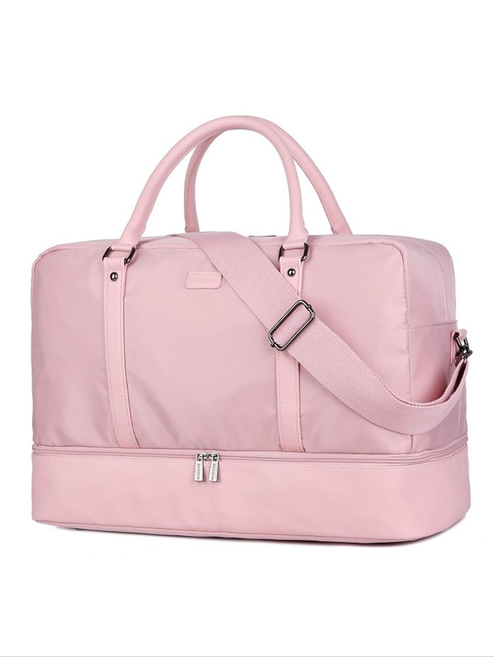 Baosha Oversized Pink Weekender Duffel Bag w/ Shoe Compartment – Carry‑On Travel